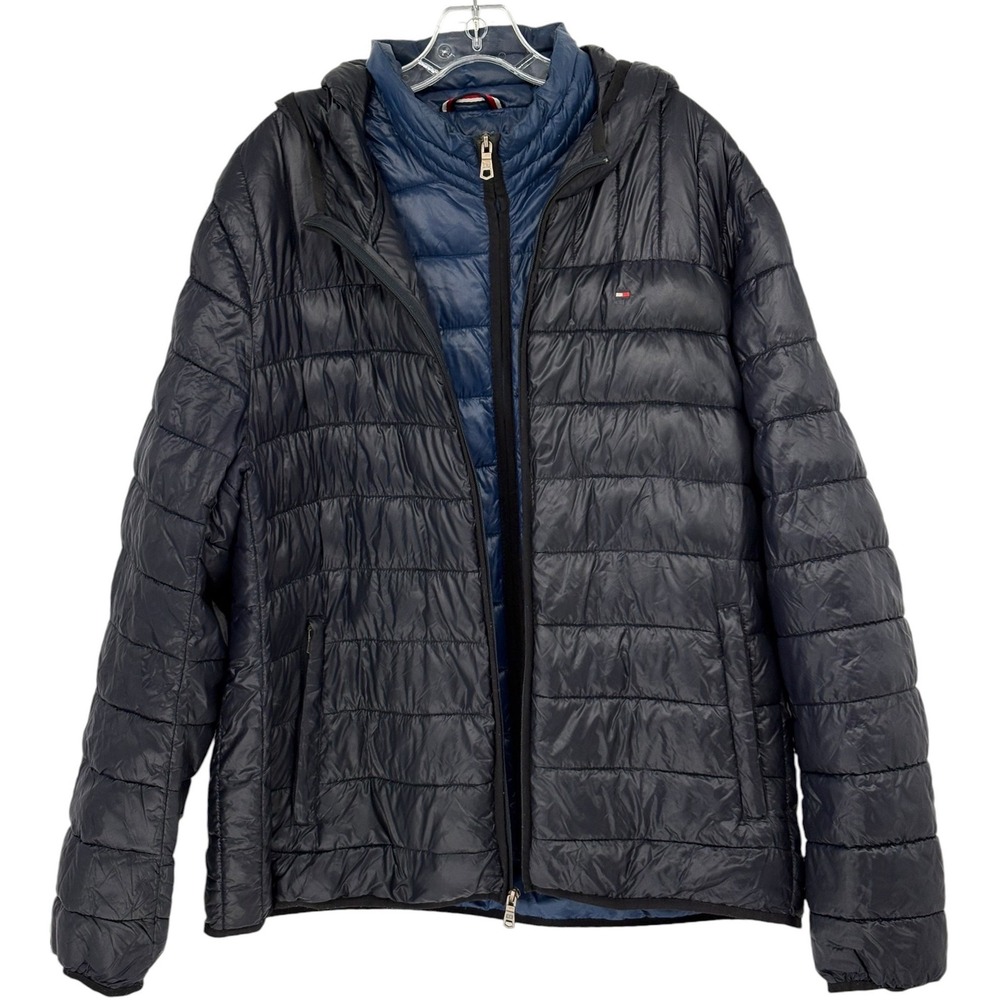 Tommy Hilfiger Puffer Jacket Navy Blue Packable Hooded XL